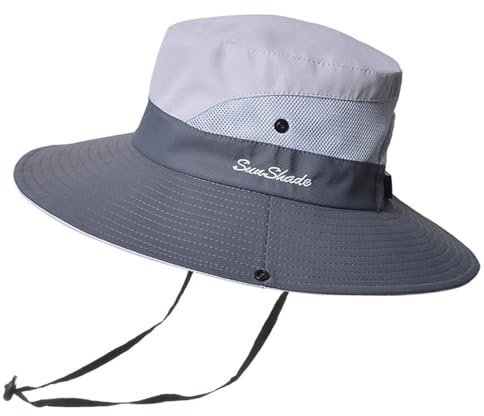Anvevkn Damen Faltbarer Sonnenhut UV Schutz Sommerhut Wanderhut Fischerhut Gartenhut Wasserdicht Outdoor Buschhut mit Verstellbare Kinnband