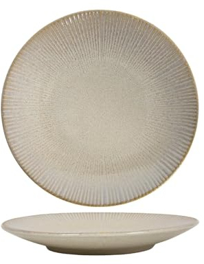 Cookinglife Coastal Lines | Assiettes à Dessert x6 | Céramique | Assiettes à Petit-déjeuner ø 21 cm | Beige Océan | Lave-vaisselle, Micro-ondes, Four