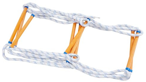 5/10M Strickleiter mit 4 Haken, Feuerleiter Tragfähigkeit bis zu 100/120kg Feuerfeste Rettungsseilleiter für Fenster Balkon Baumhaus Außen (5m)