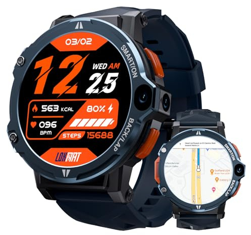 LOKMAT Smartwatch 4G Unabhängiges Telefonieren, 2GB+16GB Fitness-Tracker mit GPS WiFi Doppelkameras Videoanrufe, Android 8.1 Smart Watch für Männer und Frauen