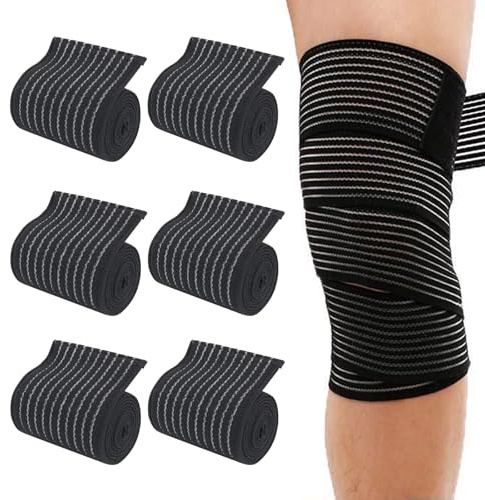 eupdd 5 Bande Genoux Bandage au Genou: 120cm Manchon Compression Mollet pour Cuisse, Compression Mollet, Maintien de Compression genoux, Manchons de compression, pour Fitness, Soulager la douleur