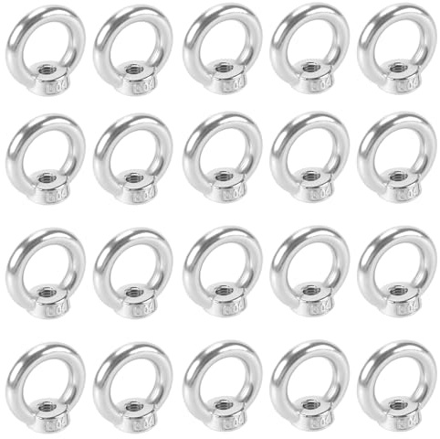 JEUIHAU 20 PCS M8 Lifting Ring Nuts, 304 Stainless Steel Eye Nut, Female Threaded Eye Screw Bolts Fastener Hardware Eyebolt for Lifting Accessories
