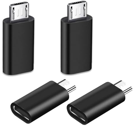 iJiZuo Adaptador USB C Hembra a Micro USB Macho (4 Piezas) Compatible con Galaxy S7/S7 Edge/S6/J7/J3, Huawei y Otro Dispositivo Micro USB-Negro