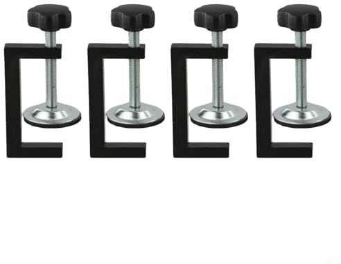 C Type Adjustable Screw Clamp Set, 4pcs Aluminium Alloy and Carbon Steel Table Clamp with 10-57mm Range and 28mm Depth for Woodworking, Cabinet