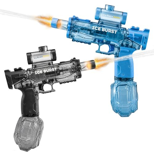 2Stück Wasserpistole Elektrisch Erwachsene Kinder, Automatische Sprühwasserpistole mit LED-Lichtern, Electric Water Gun mit Akku, Wasserspielzeug für Sommer Außen Pool Strand Partys