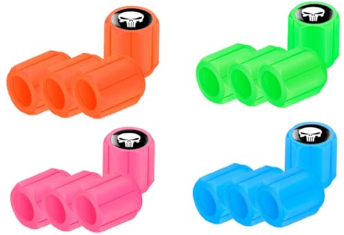 LKJAUOZ Cappucci Valvole Luminosi Auto, 16 Tappi Valvola Pneumatici Auto Fluorescente, Universali Coperchio Tappi Valvole Luminosi Auto, Tappi Cappucci Stelo Valvola Pneumatico per Auto Moto Bici