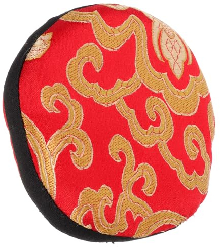 Hemobllo Coussin pour Bol Chantant Tibétain Rouge en Tissu, Protection Chocs, Accessoire pour Fournitures Bouddhistes, Prière