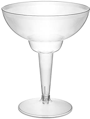 Party Essentials 10 Count Hard Plastic Two-Piece Margarita Glasses, 12-Ounce, Clear