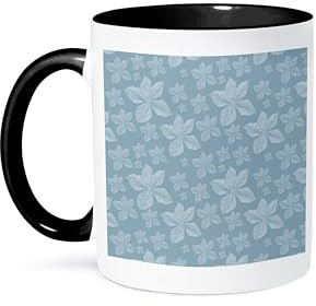 3dRose Blue Clematis Flowers 11oz Two-Tone Black Mug