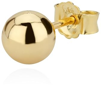 NKlaus Ohrstecker aus 585 Gelbgold in Kugelform, Ø 3–6mm, einzeln, 1 Stück