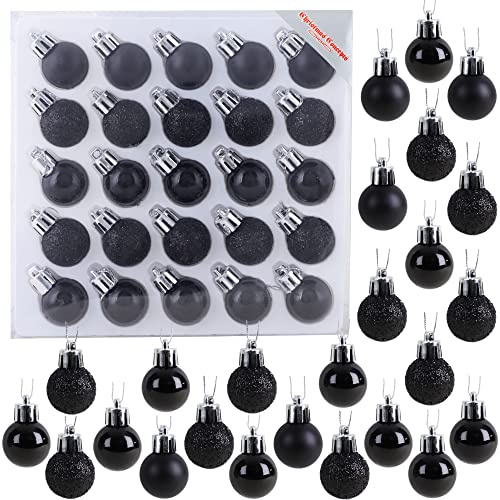 Christmas Concepts® Packung mit 25 Glänzend, Matt & Glitter Mini Weihnachtsbaum-Flitter (Black)