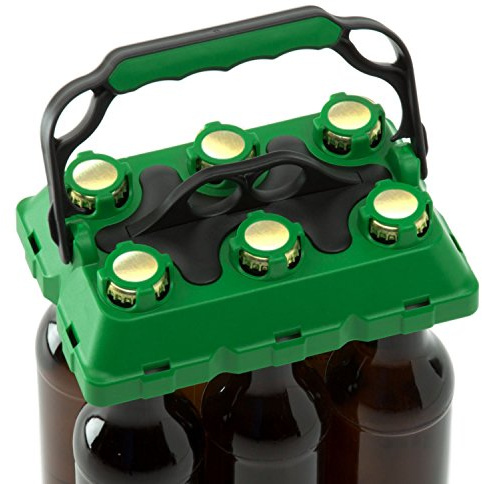 Click-IT BOB The Bottle Buddy Flaschenträger I Trage-Hilfe für bis zu 6 Bier-Flaschen I Cooles & praktisches Gadget für Deine Party - für 0,33 l Glas-Flaschen I Bottle Carrier (grün/schwarz)