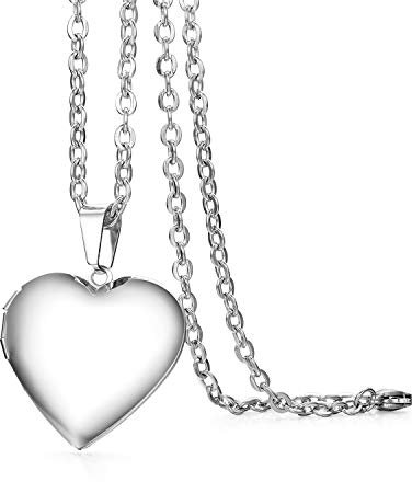 Cupimatch Herz Medaillon zum Öffnen für Bilder Foto Anhänger Kette Damen Amulett Herren Halskette Edelstahl Aufklappbar, mit 45cm Kette, Silber…