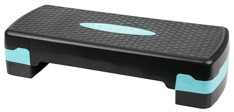 2 Level Adjustable Aerobic Fitness Yoga Step With Gym Exercise Training Guide Chart in 4 Colors (Blue Striped)