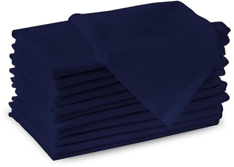 Encasa XO Tygservetter, bomull, set om 12, 43 x 43 cm, 180 GSM bomullsservetter Scotch Blue | tvättbara och återanvändbara | servetttyg för bordsdekoration, bröllop, restaurang och vardag