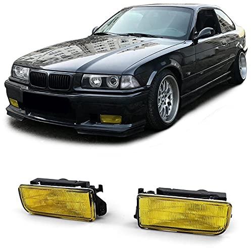 Nebelscheinwerfer Gelb geriffelt mit Halter passend für BMW E36 auch M3 90-99