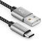 deleyCON 1m Nylon Cavo USB-C Cavo di Ricarica Cavo Dati USB Tipo C Spina in Metallo Ricarica e Sincronizzazione di Telefono Cellulare e Smartphone