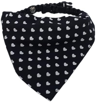 em4dogs Halstuch für Hunde, schwarz Herzbube | inkl. Handmade Halsband, Tuch mit Herz-Look, Hundehalstuch