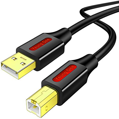 Yeung Qee Printer Cable 1M, USB 2.0 A Male to Type B Male Printer Scanner Cable Cord Compatible with HP, Canon, Epson, Dell, Brother, Lexmark, Xerox, Samsung etc (1m/3ft)
