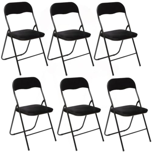 Lot de 6 Chaises Pliantes en Velours Noir - Chaises d'Appoint Élégantes avec Assise Rembourrée - Design Chic & Moderne - Gain de Place Idéal Salon, Salle à Manger et Réceptions - Structure Métal Noir