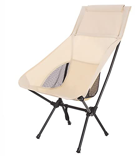 DMCE Für Reisen Outdoor Camp Strand Angeln Wandern,Ultraleichter Faltbarer Tragbarer Rucksackstuhl Mit Tragetasche,Campingstuhl-Beige 48x36x98cm(19x14x39inch)