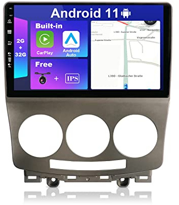 JOYX Android 10 bilradio kompatibel Mazda 5 (2005–2010) - [2G + 32 G] - inbyggd GPS/Carplay/Android Auto - GRATIS kamera - DAB-stöd för 4G WiFi snabbstart Bluetooth - 2 tum - 2