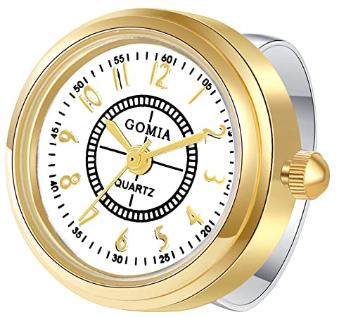 JewelryWe Ringuhr Fingeruhr Damen Analog Quarz Edelstahl Verstellbar Ring Uhr Fingerringuhr Uhrenring mit Minutenskala rundem Zifferblatt, Gold Rosegold Silber