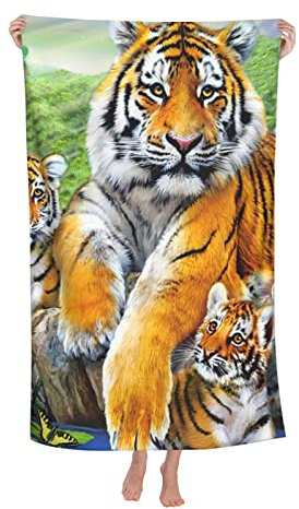 Jagfhhs Tiger Quick Dry Sand Proof Pool Towels for Swimmers, Travel, Cool Beach Accessories