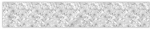MuchoWow® Balkon Sichtschutz Sichtschutzmatte Balkonbanner Abdeckung für Terrasse Balkon Windschutz Blickdicht Wetterfest 500x80 cm Blumen - Schwarz - Weiß - Design - Flora