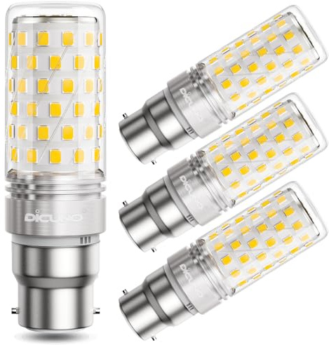 DiCUNO B22 LED Bulb 10W, 130W Equivalent, Natural White 4000K, 1400LM, 4Pcs | B22 Bayonet Light Bulbs, Non-Dimmable, Corn Light for Home Lighting, 230V