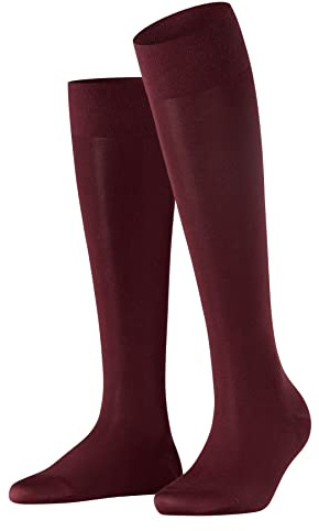 FALKE dam knästrumpor Cotton Touch W KH bomull lång enfärgad 1 par, Röd (Barolo 8596) ny – miljövänlig, 39-42