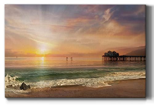 Renditions Gallery Canvas Wall Art Pictures for Home Decor A Day's Sail Sunset Nature Artwork Wall Hanging Prints for Bedroom Dining Living Room Office Home Kitchen Wall Decor - 32X48