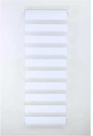 124cm x 165cm - White Curtians - Zebra/Vision Blinds - Double layer Fabric Roller shades - Day and Night Blind for Windows and Doors
