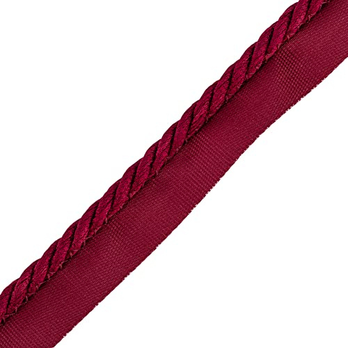 Discount Fabrics LTD Flange Cord - 19mm Cotton Piping for Sewing, Cushions, Upholstery Ribbon Flanged Trim Cushion Sewing Thread Plait Furnishing Cushions (Wine,1m)