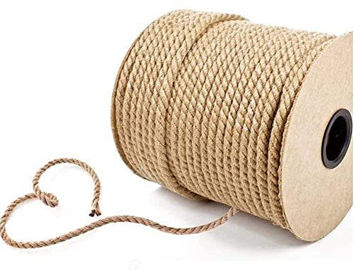 Natürliches Juteseil, 20 m, gedrehtes Manila-Seil, Gartenschnur, Hanfseil, Juteschnur, Schnur, Marine, DIY-Projekte, Kunsthandwerk, Gewerbe (braun, 10 mm)