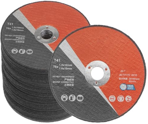 sourcing map 50pcs Cut Off 10mm x 76mm x 1mm Thin Metal Stainless Steel Fast Clean Cutting Disc Cutting Wheels Metal Grinding Wheels for rotary tool, Black