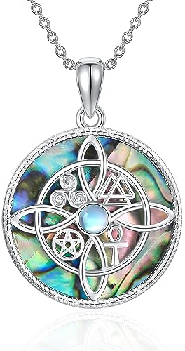 HUKKUN Chaîne de sorcière pour femme en argent 925 avec pendentif sorcière celtique bijoux cadeaux, Argent sterling