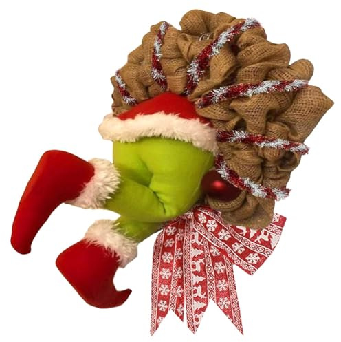 Kahdsvby Ghirlanda di ladro di Natale Ghirlanda di ladro di Natale Ghirlanda Come il ladro di Natale ha rubato la ghirlanda di iuta di Natale per la decorazione della porta d'ingresso Corona