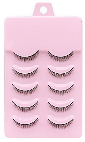 5Pcs False Eyelashes Short Fake Mink Lashes Enlarge Eyes Natural Perfect Fitting Artificial Fiber Extensions Eye Lashes Fake Lashes,False Eyelashes and Adhesives, Women's Make Up Tools(8mm)