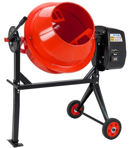 TIGREN 550W Electric Cement Mixer Capacity, Portable Heavy Duty and Easy Load with Stand and Tilt Drum, Concrete Mixer Mortar Concrete Mixing Machine with Wheels (115 Litre)