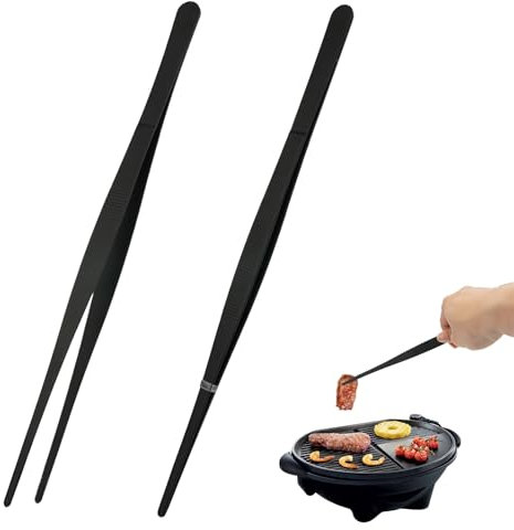 2 Stück Kochpinzette Edelstahl,30cm Lang Pinzette Küche,Rostfreier Grillpinzette Fleischpinzette,Spülmaschinenfest,Professionelle Küchenpinzette zum Kochen,Grillen,Dekorieren von Dessert und Getränken