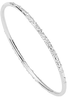 Karen Millen Crystal Sprinkle Bangle Bracelet For Women (Silver/Clear Crystal)