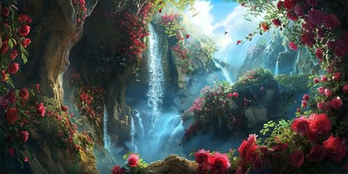 DIY Malen Nach Zahlen Erwachsene Wasserfall Malen Nach Zahlen Landschaft Malen Nach Zahlen Leinwand Groß 40x80cm ÖlgemäLde Kit Mit 3-Pinseln und Acrylfarbe, Home Zimmer Deko Wohnzimmer, (mit Rahmen)