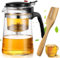 GBKDQQ Teekanne mit Siebeinsatz, Teeglas 500ml, Teapot, Tea Maker mit Knopf, Klarer Teezubereiter für Losen Tee mit Teelöffel, Tee Zubehör, Teekocher für die Kungfu Tee und Kaffee
