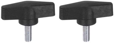 QUARKZMAN 2Pcs Boutons à Ailettes Tee M8 x 20mm Tête en T de 55mm Noir | Tige Filetée Mâle Métrique Poignées de Bouton en Élastique Vis à Pouce de Serrage à la Main