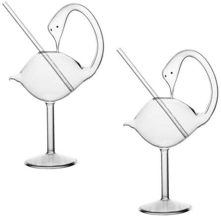 OFFSCH Copa De Cóctel Forma De Cisne 178 Ml Vidrio Transparente Resistente Decoración De Barra Para Whisky y Vino 2 Piezas Para Fiestas y Bares Casa