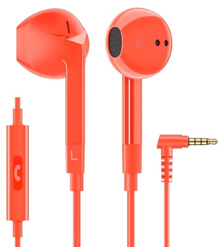 Ludos FEROX Auriculares In Ear con Cable y Microfono, 5 Años de Garantía, Auricular con Jack, Cascos Musica con Graves Potentes, para iPhone, iPad, Samsung, Xiaomi, Gaming, Móvil, MP3 - Coral
