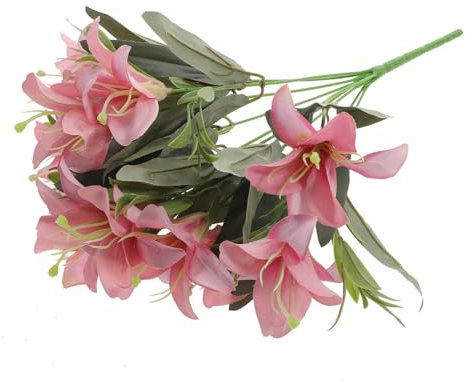 IMIKEYA Bouquet Gigli Artificiali Realistici Per Decorazioni Matrimonio e Ornamentali Per Ed