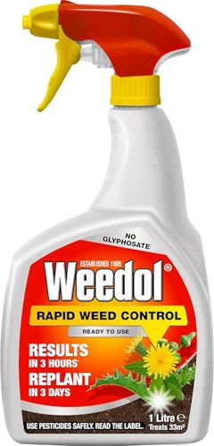 Weedol Rapid Weed Control RTU – Fast-Acting Glyphosate-Free Weed Killer Spray – Visible Results in 2–3 Hours – Pet & Child Safe Once Dry – Ideal for Flower Beds, Veg Patches & Paths (1L)