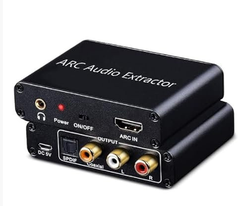 LEKEFETO HDMI ARC: convertitore audio HDMI ARC, convertitore analogico digitale con uscita audio ottica e coassiale, 3,5 mm, convertitore DAC per soundbar, home theater, HDTV